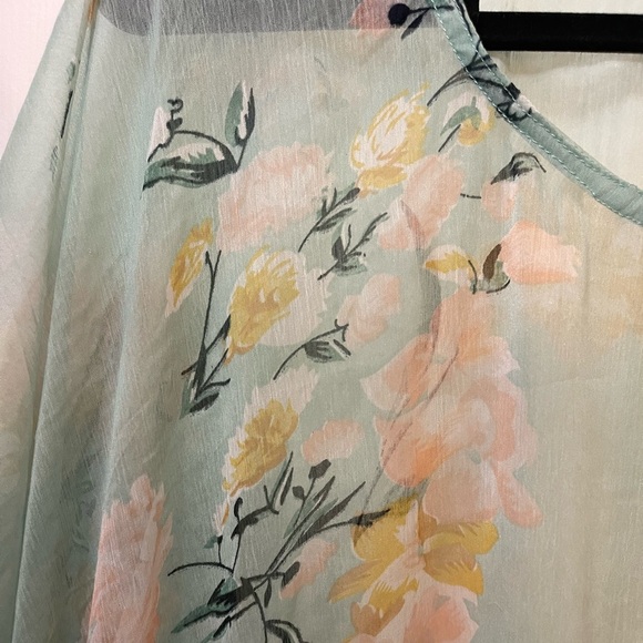 Floral flowy cover up sheer beach swim one size - Picture 6 of 6